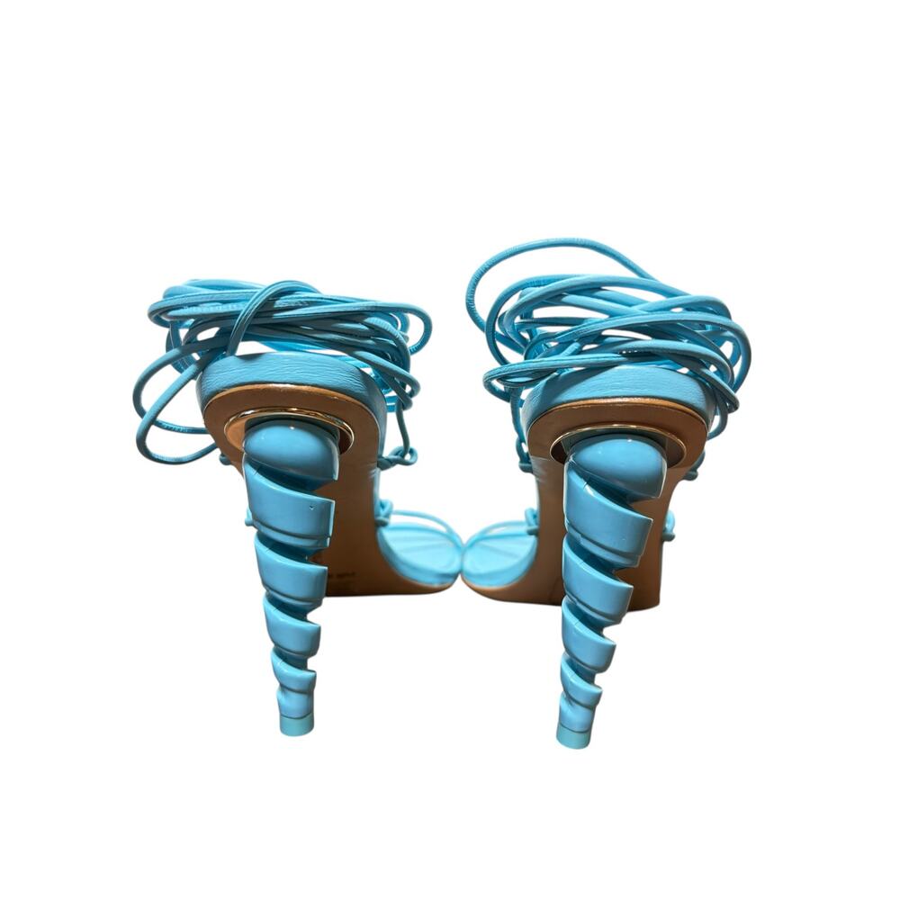 SOLD SOLD Cult Gaia NWOB Turquoise Blue Sculptural Sandal Leather Ankle Wrap 38 - Picture 6 of 8